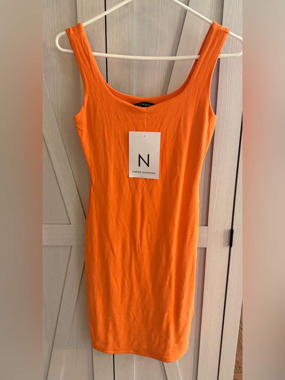 naked wardrobe Bright Orange Tank Bodycon Dress